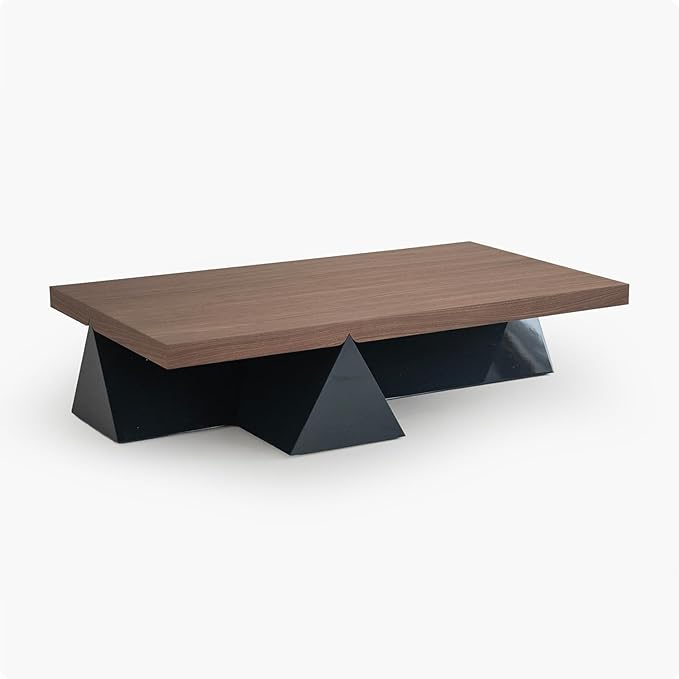Acanva Modern Rectangle Coffee Table with Triangle Base, Minimalist Style Low Profile Center Tables for Living Room Home Office