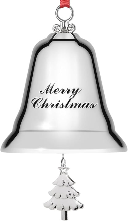Styleonme Decorative Bells, Christmas Ornaments 2025, Engraved It's Merry Christmas 2025, Silvery Bells Decoration with Pendants Tree