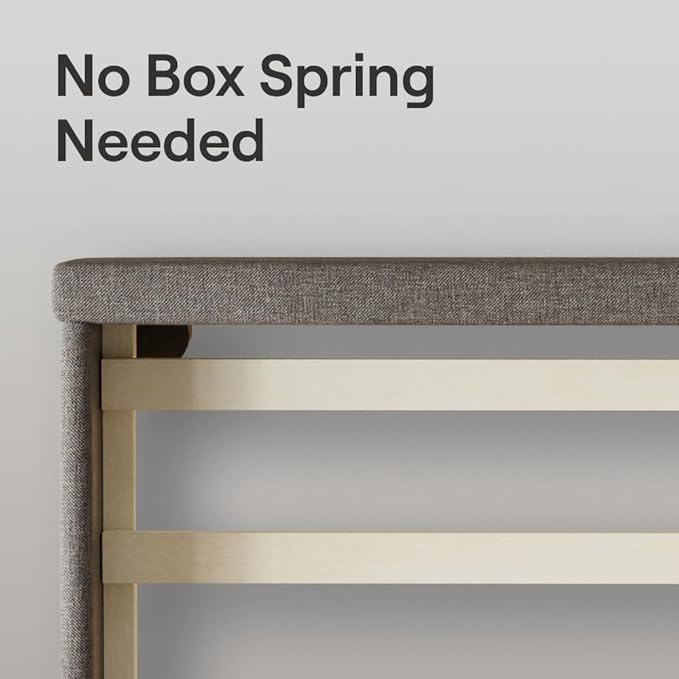Nectar Bed Frame & Headboard - Grey - Twin - 8 Inch Legs and Sturdy Wooden Slats for Support - Contemporary and Durable Upholstery - Holds Up to 700 Pounds - Easy Assembly