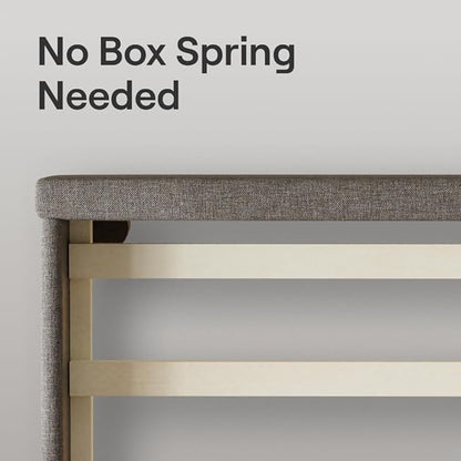 Nectar Bed Frame & Headboard - Grey - King - 8 Inch Legs and Sturdy Wooden Slats for Support - Contemporary and Durable Upholstery - Holds Up to 700 Pounds - Easy Assembly
