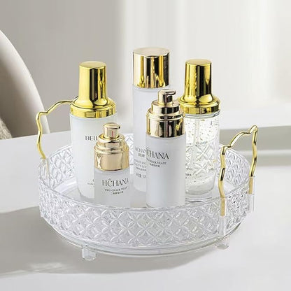 360 Rotating Makeup Organizer for Vanity, Adjustable Perfume Organizer for Dresser, Multi-Function Spinning Cosmetics Skincare Storage for Bedroom, Dresser, Countertop, Clear