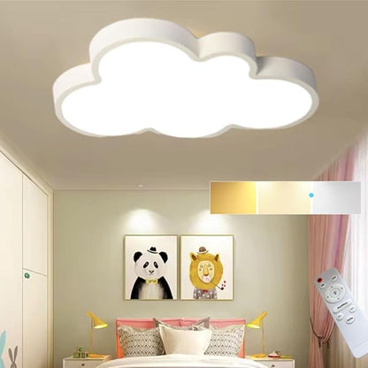 Cloud Lights for Ceiling White 26" 54w Close to Ceiling Light Fixtures with Remote Cloud Shaped Led Ceiling Lamp Flush Mount Lighting Fixture for Girls Children's Room/Kindergarten
