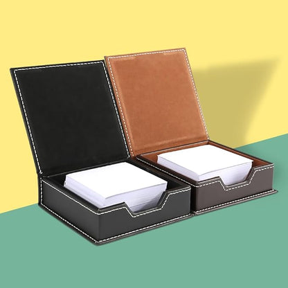 KINGFOM 5PCS Desk Organizer and Accessories Set, Pu Leather Office Supplies with Multifunction Desktop Organizer Box, Tissue Holder, Mouse Pad, Note Paper Holder, Pencil Holder for Desk Brown