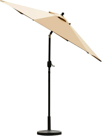 Sunnyglade 7.5' Patio Umbrella Outdoor Table Market Umbrella with Push Button Tilt/Crank, 6 Ribs (Tan)
