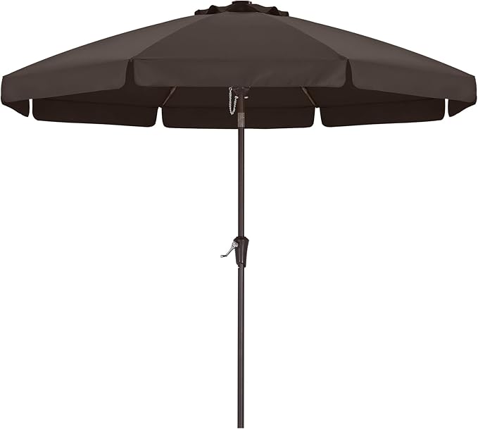 ABCCANOPY 9ft Scalloped Patio Umbrella, Outdoor Table Umbrella with Tilt and Crank, Fiberglass Ribs Deck Umbrella for Patio, Pool, Garden, Picnic (Brown)