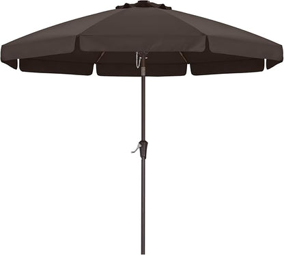 ABCCANOPY 9ft Scalloped Patio Umbrella, Outdoor Table Umbrella with Tilt and Crank, Fiberglass Ribs Deck Umbrella for Patio, Pool, Garden, Picnic (Brown)