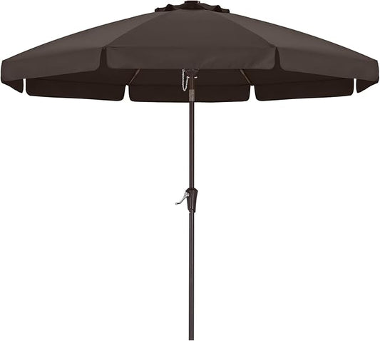 ABCCANOPY 9ft Scalloped Patio Umbrella, Outdoor Table Umbrella with Tilt and Crank, Fiberglass Ribs Deck Umbrella for Patio, Pool, Garden, Picnic (Coffee)