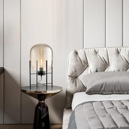 Nimbus Amber Glass Balloon Accent Lamp | Black Metal Frame | 48cm High, E12/E26, Matte Finish