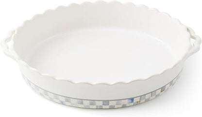 MACKENZIE-CHILDS Everyday Oval Casserole Baker, Cute Oven Baker, Large, Gray-and-White Sterling Check