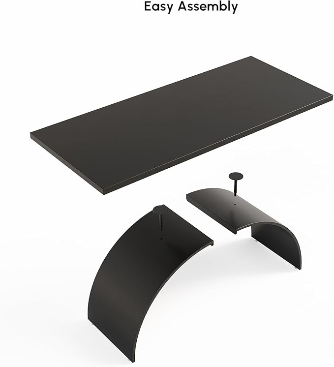 homary 70.9" Industrial Executive Desk, Black Top Desk Modern Home Office Desk with Arched Design Legs for Study, Office, Home Office