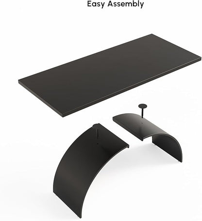 homary 70.9" Industrial Executive Desk, Black Top Desk Modern Home Office Desk with Arched Design Legs for Study, Office, Home Office