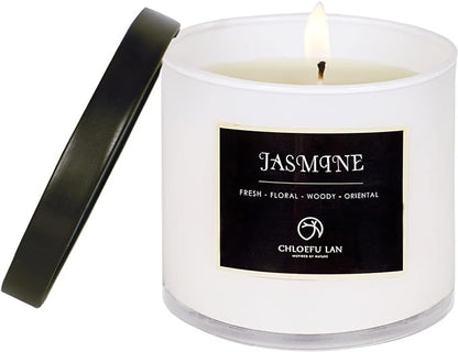 Chloefu LAN Premium Jasmine Scented Candle Gifts for Women, Highly Scented, 7.1oz|45 Hour Long Lasting,All Natural Soy Candles for Home, Small Candle Jar with Gift Box