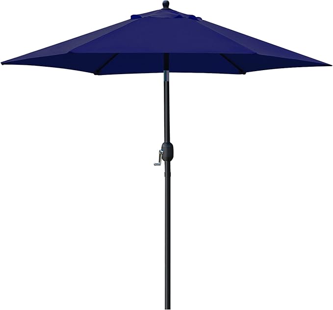 Sunnyglade 7.5' Patio Umbrella Outdoor Table Market Umbrella with Push Button Tilt/Crank, 6 Ribs (Navy Blue)