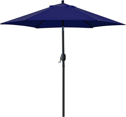Sunnyglade 7.5' Patio Umbrella Outdoor Table Market Umbrella with Push Button Tilt/Crank, 6 Ribs (Navy Blue)