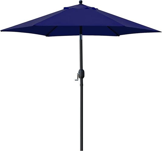 Sunnyglade 7.5' Patio Umbrella Outdoor Table Market Umbrella with Push Button Tilt/Crank, 6 Ribs (Navy Blue)