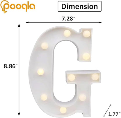 Pooqla LED Marquee Letter Lights, Warm White and Cool White Decorative Lighted Letters, Light Up Alphabet Letters for Boys Girls, Party, Wedding, Bar, Night Light, Birthday Decoration, Letter G