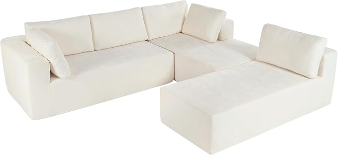Modern Large Modular Sectional Sofa 3 Piece Free Combination, Beige