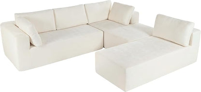 Modern Large Modular Sectional Sofa 3 Piece Free Combination, Beige