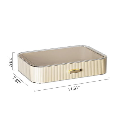 MIUOPUR Stackable Makeup Organizer Drawers, Bathroom Vanity Organizers and Storage, Ideal for Desk and Dresser Countertops, Great for Cosmetics, skincare, Lipsticks, Nail Care -Cream