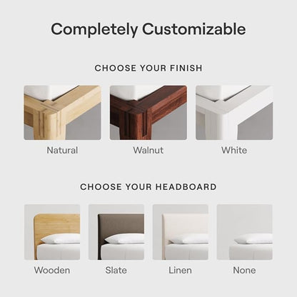 Nectar Bamboo Platform Bed Frame - California King - Natural - Floating Center Support Legs - 12” Height - Tool Free Set Up - Contemporary and Durable - Sturdy Wooden Slats - Holds Up to 800 Pounds