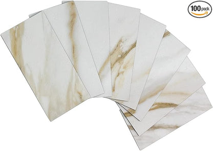 AULIGET 3" x 6" Subway Tile Peel and Stick Backsplash, Thick PVC Stick on Wall Tiles (100, Calacatta Gold)