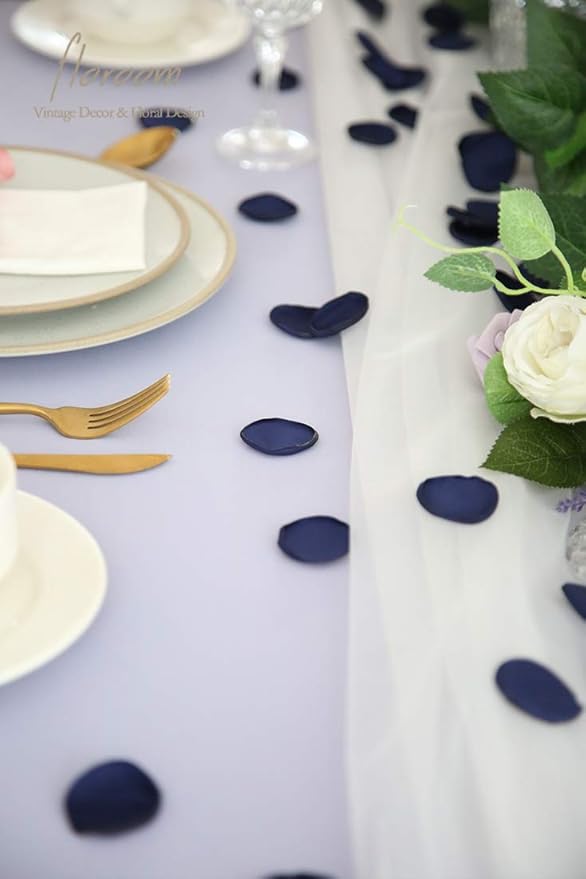Floroom 500pcs Rose Petals Navy Blue Faux Silk Flower Petals for Wedding Flower Girl Basket Aisle Scatter Dinner Table Centerpieces Party Confetti Bridal Shower Romantic Night Decoration