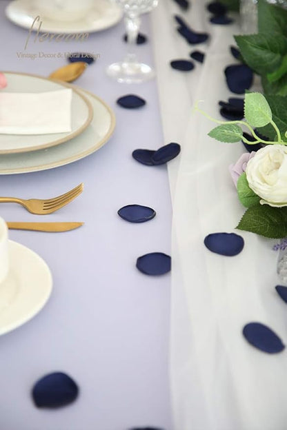Floroom 500pcs Rose Petals Navy Blue Faux Silk Flower Petals for Wedding Flower Girl Basket Aisle Scatter Dinner Table Centerpieces Party Confetti Bridal Shower Romantic Night Decoration