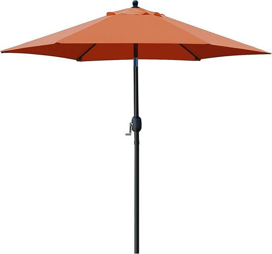 Sunnyglade 7.5' Patio Umbrella Outdoor Table Market Umbrella with Push Button Tilt/Crank, 6 Ribs (Orange)
