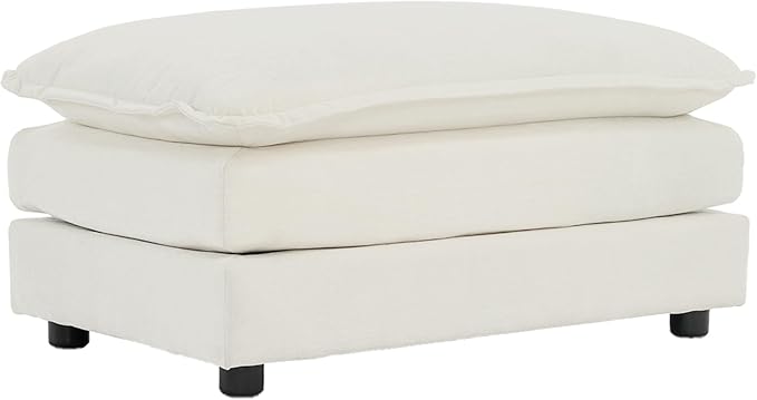 SoarFlash Chenille Sectional Sofa Ottoman,White
