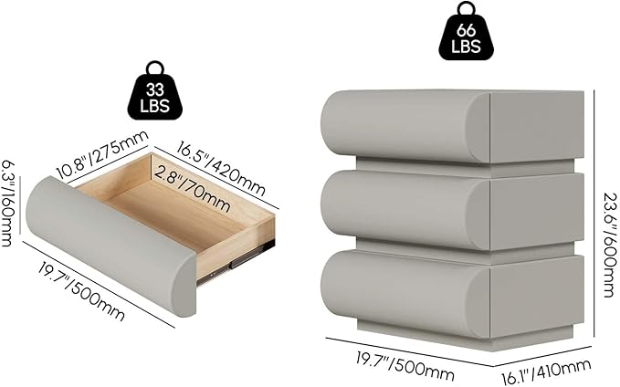 homary 2-Drawer Smart Nightstands Set of 2 with Wireless Charging Station, USB & Type-C Ports, Faux Leather Light Gray Night Stands Modern Bedside Tables for Bedroom Storage, Fully Assembled