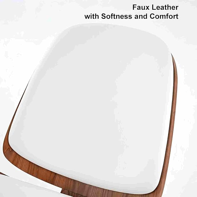 homary Leather Walnut Tripod Accent Chair, High Back Lounge Chair with Soft Faux Leather Seat, Sturdy Wood Frame for Living Room Bedroom (Black) (White)