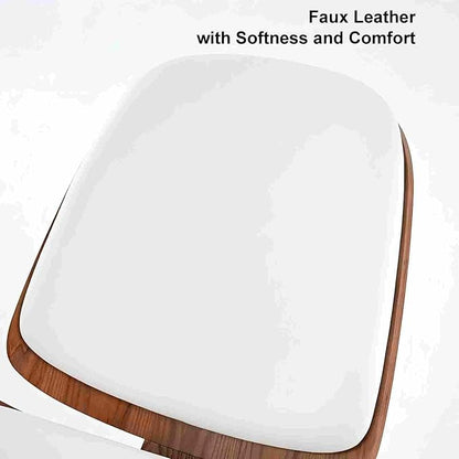 homary Leather Walnut Tripod Accent Chair, High Back Lounge Chair with Soft Faux Leather Seat, Sturdy Wood Frame for Living Room Bedroom (Black) (White)