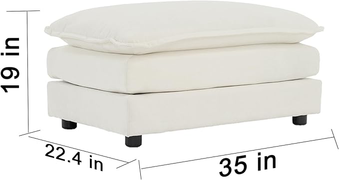 SoarFlash Chenille Sectional Sofa Ottoman,White