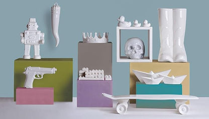 Seletti Memorabilia Porcelain My Crown Decorative Object ø cm.18,5 h. 7,5, Stone, White, 18.5x18.5x7.5 cm