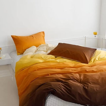 CLOTHKNOW Orange Pumpkin Full Size Comforter Set 3Pcs Dark Orange Bedding Comforter Sets Light Yellow Comforter Full Soft Yellow Comforter Sets Full