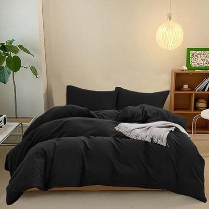 CLOTHKNOW Full Size Comforter Sets Black Bedding Comforter Sets for Men Boys Soft All Season Comforter with 2 x Pillow Cases