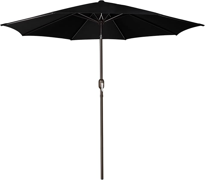Blissun 9' Outdoor Patio Umbrella, Outdoor Table Umbrella, Yard Umbrella, Market Umbrella with 8 Sturdy Ribs, Push Button Tilt and Crank