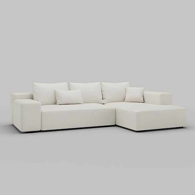 Acanva Modern Oversized Modular L Shaped Sectional Sofa Set for Living Room, Minimalist Style Comfy 4-Seat Corner Couch, Right Chaise, Vegan Leather
