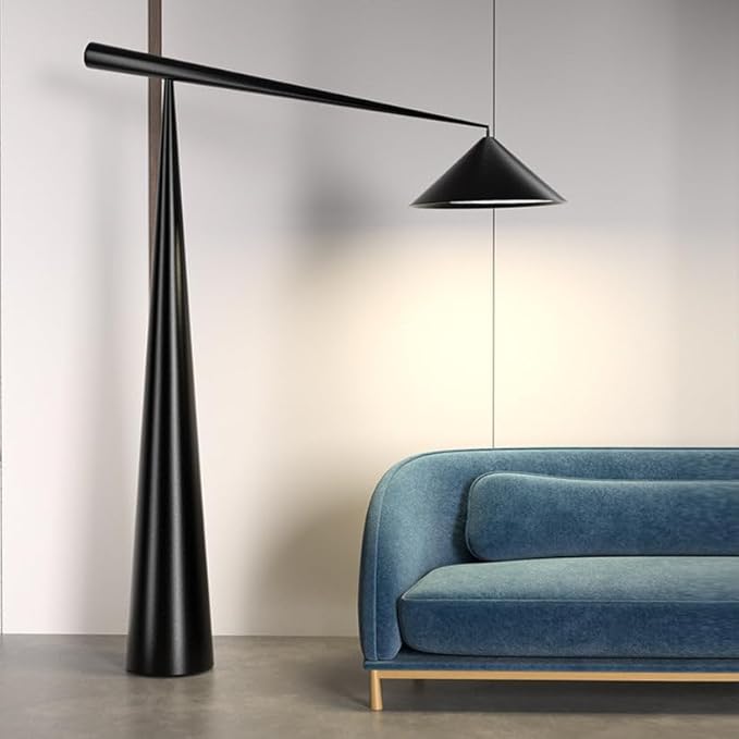 Symphony Tall Floor Lamp with Long Adjustable Arm | 167cm Modern Standing Lamp with 3000K Warm LED Light | Black Brushed Metal Finish for Living Room | Bedroom & Office | Elegant Design
