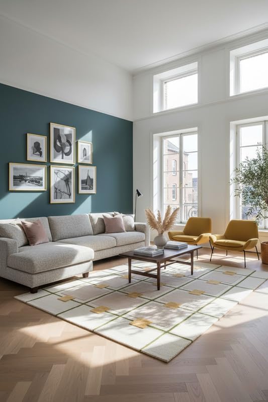 Greer Hand-Tufted Wool Rug - Elegant Taupe and Olive Geometric Pattern for Sophisticated Home Decor (2.5x9 Ft)