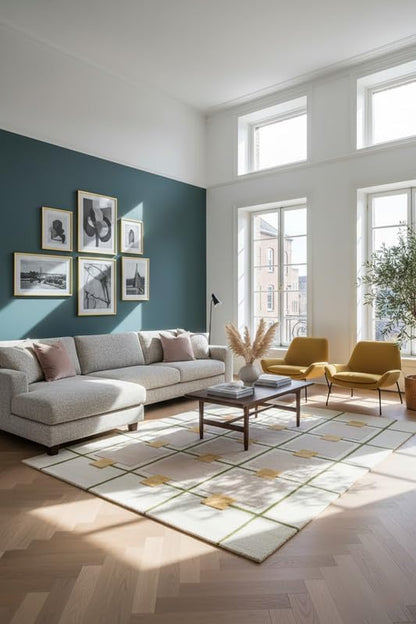 Greer Hand-Tufted Wool Rug - Elegant Taupe and Olive Geometric Pattern for Sophisticated Home Decor (8x10 Ft)