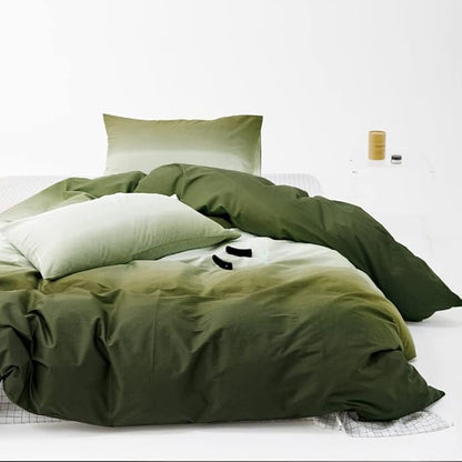 Pureant Army Green Gradient Comforter Sets Queen Women Men Solid White and Bedding Comforters Cotton Modern Plain Dark Hunter Quilts Watercolor Art Soft Blankets Queen(90''*90''-Comforter)