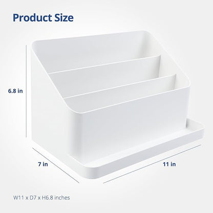 BLUE GINKGO Desk Organizer – Korean-Made Office Storage for Pens, Notes, Mail, and Supplies (White)