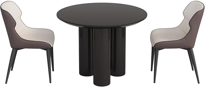 39.37" Black Round Dining Table Set, Mid Century Modern Round Dining Table for 4-6 Person for Kitchen Dining Room,Steel Legs, Coffee Table for Living Room,Office (1 Table with 2 Chairs)