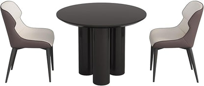 39.37" Black Round Dining Table Set, Mid Century Modern Round Dining Table for 4-6 Person for Kitchen Dining Room,Steel Legs, Coffee Table for Living Room,Office (1 Table with 2 Chairs)