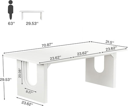 Tribesigns Modern Executive Desk, 70.9" Large Office Computer Desk, Conference Table Meeting Room Table, Simple White Workstation Business Furniture for Home Office