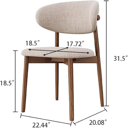 Modern Dining Chairs Set of 2 – Cotton Linen Fabric Upholstered Dining Room Chair, Farmhouse Kitchen Side Chairs with Solid Wood Legs – No Assembly Required