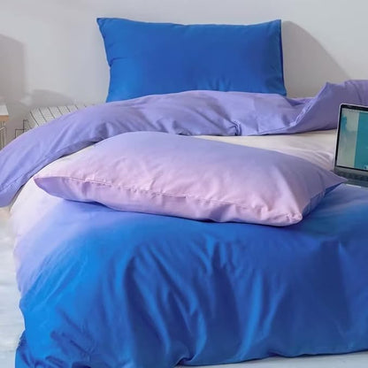 CLOTHKNOW Blue Purple Comforter Set Twin/Twin XL Gradient Blue Bedding Comforter Sets Purple White Bed Comforter Soft Luxury