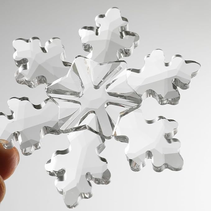 2023 Edition Crystal Snowflake Ornament Christmas Tree Ornament Home Decor Gift (23-Set of 2-Clear)