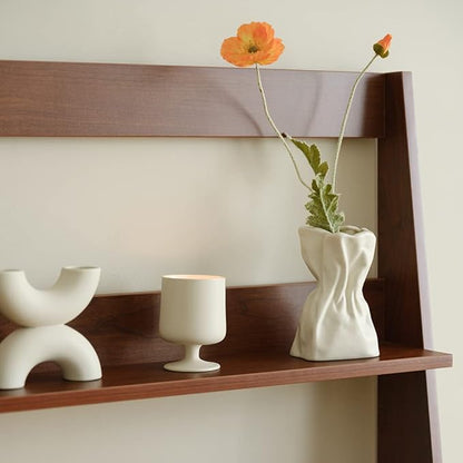 Grab Paper Bag Ceramic Vase, Crinkle Paper Bag Design for Flower Arrangement, Living Room, Dinner Table Decoration Matte Crème